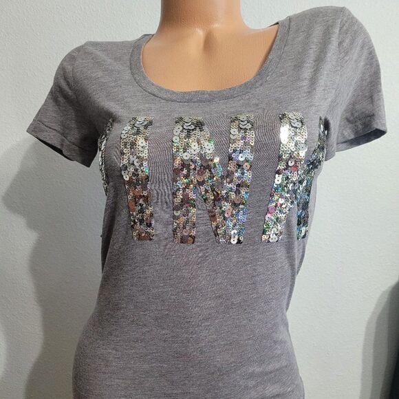 1121  XS  Victoria's Secret PINK Grey Sequin  NWT - Picture 1 of 4